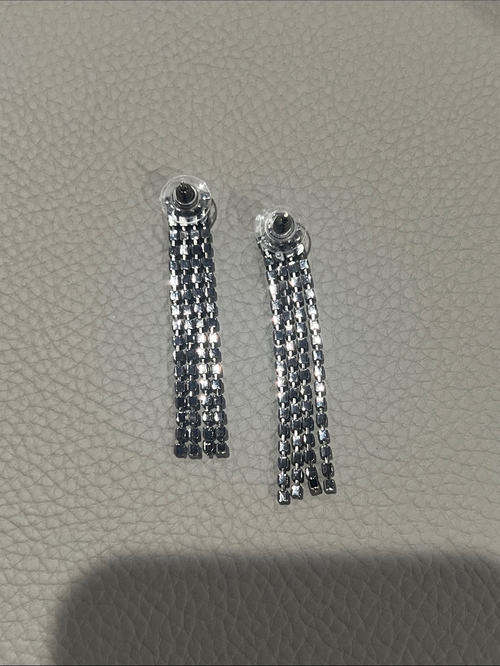 Draped Crystal Drop Earrings - Silver - Picture 3 of 6